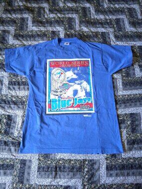 VTG 1992 MLB Baseball Toronto Blue Jays World Series Champions Blue T-Shirt XL